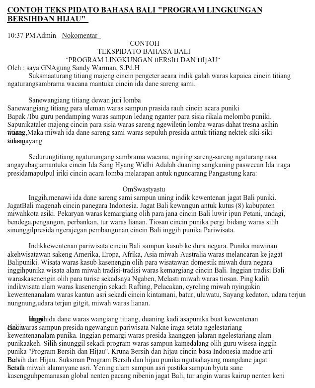 Detail Contoh Pidato Bahasa Bali Nomer 7