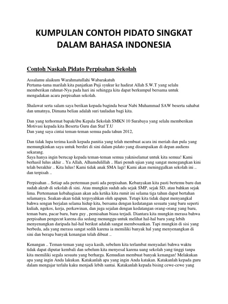 Detail Contoh Pidato Bahasa Indonesia Nomer 5