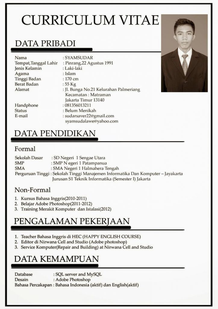 Detail Contoh Profil Cv Bahasa Indonesia Nomer 8