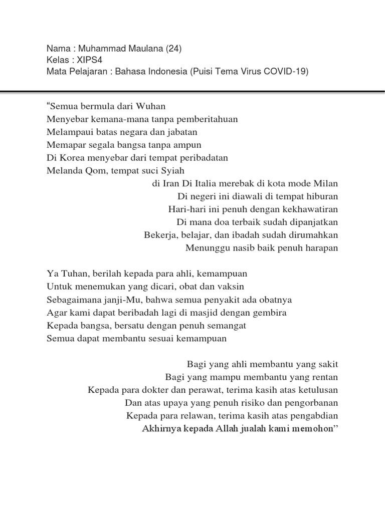 Detail Contoh Puisi Bahasa Indonesia Nomer 14