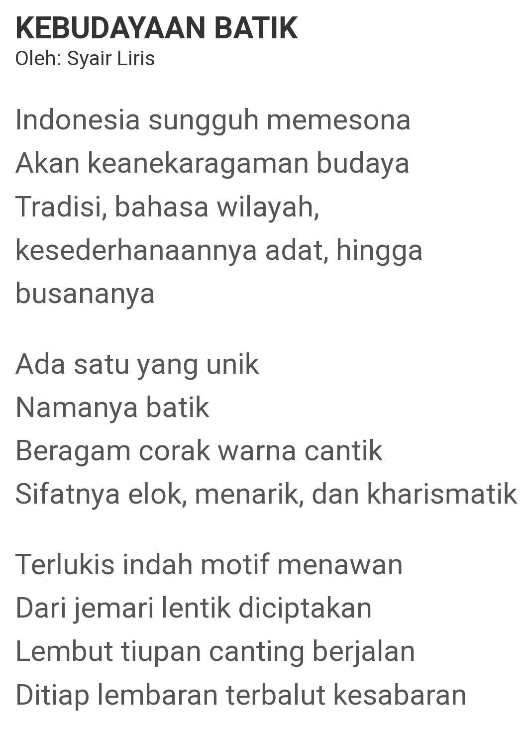 Detail Contoh Puisi Pendek Bahasa Indonesia Nomer 6