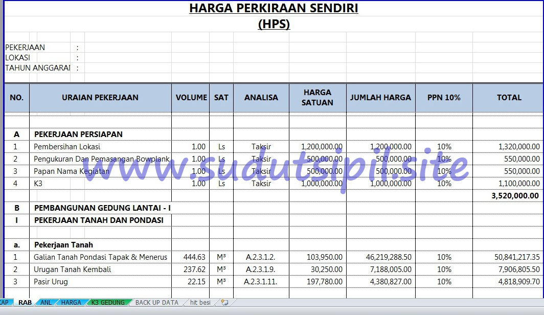 Detail Contoh Rab Excel Nomer 4