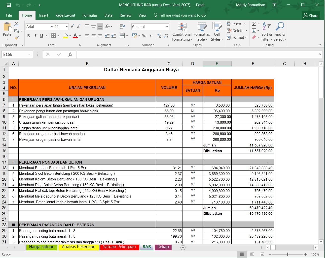 Detail Contoh Rab Renovasi Rumah Excel 2019 Nomer 29