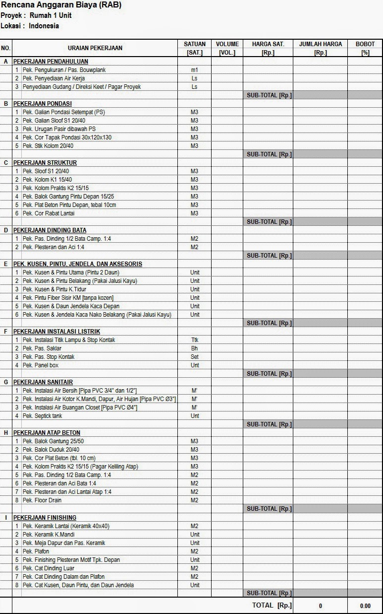 Detail Contoh Rab Rumah Excel Nomer 12