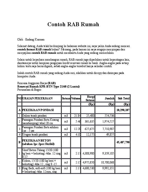 Detail Contoh Rab Rumah Excel Nomer 31