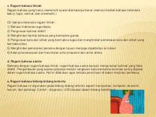 Detail Contoh Ragam Bahasa Indonesia Nomer 33