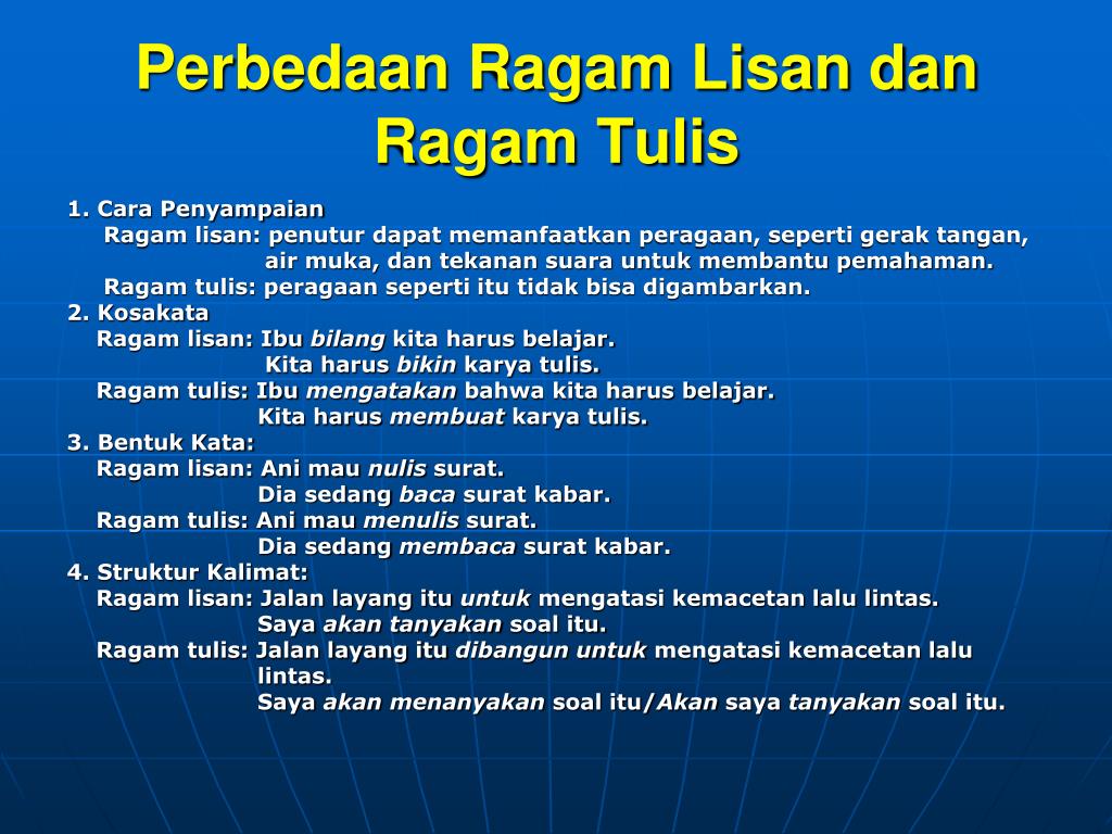 Detail Contoh Ragam Bahasa Lisan Dan Tulisan Nomer 15