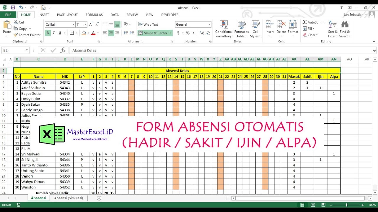 Detail Contoh Rekap Absensi Karyawan Excel Nomer 2