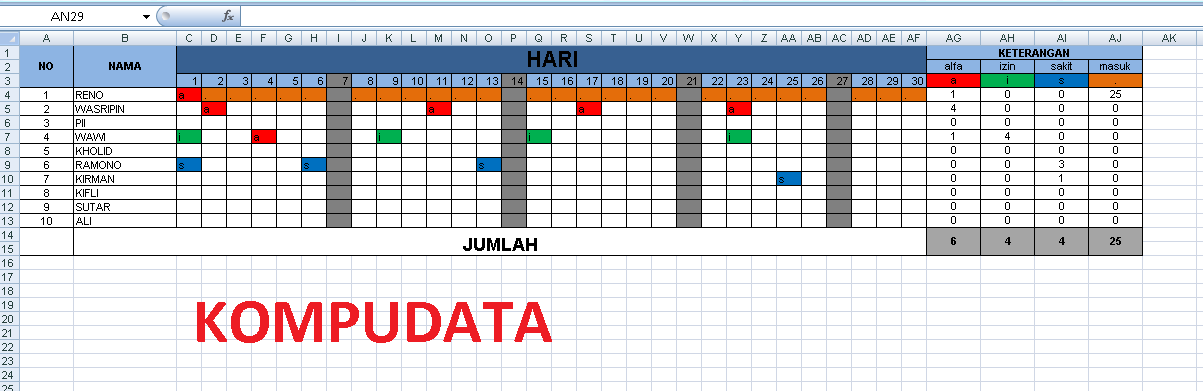 Detail Contoh Rekap Absensi Karyawan Excel Nomer 19