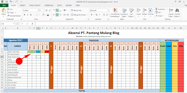 Detail Contoh Rekap Absensi Karyawan Excel Nomer 6