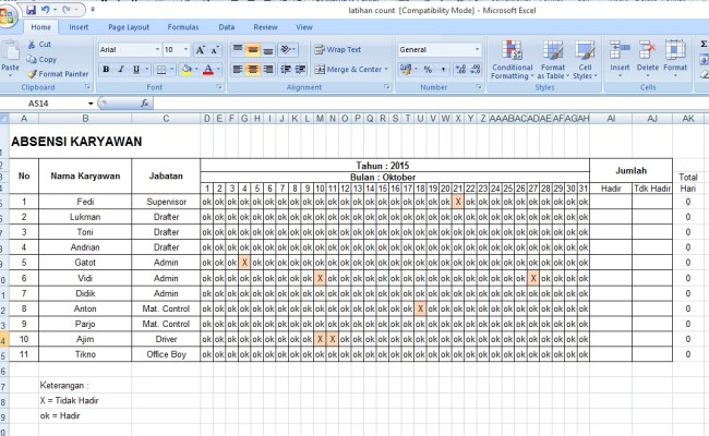 Detail Contoh Rekap Absensi Karyawan Excel Nomer 49