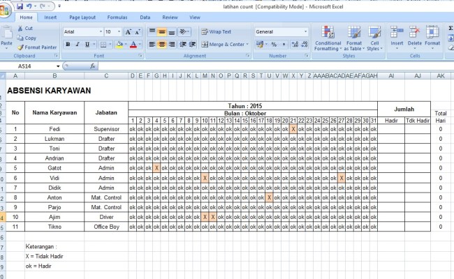 Detail Contoh Rekap Absensi Karyawan Excel Nomer 49