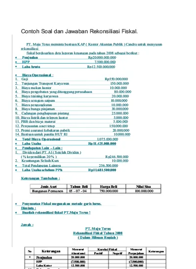 Detail Contoh Rekonsiliasi Fiskal Dan Jawabannya Nomer 32