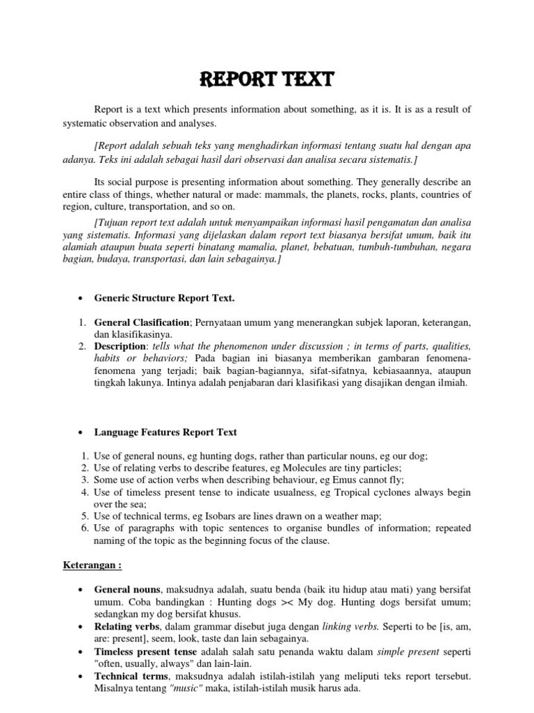 Detail Contoh Report Text Beserta Generic Structure Koleksi Nomer 18