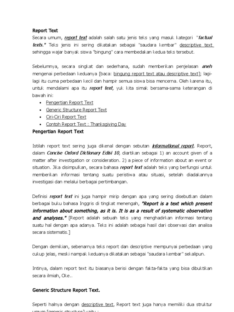 Detail Contoh Report Text Beserta Generic Structure Nomer 30