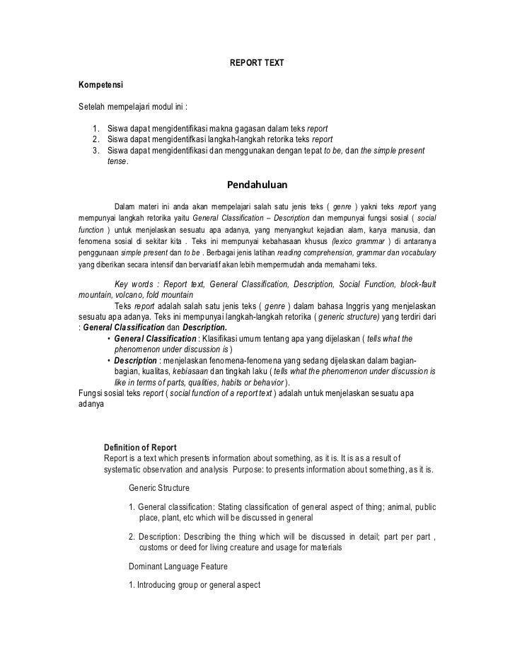 Detail Contoh Report Text Beserta Generic Structure Nomer 6