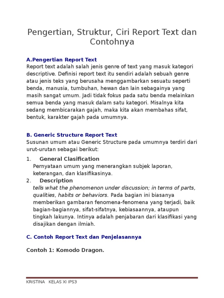 Detail Contoh Report Text Beserta Generic Structure Nomer 44