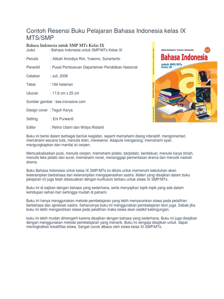 Contoh Resensi Buku Pelajaran Bahasa Indonesia - 52+ Koleksi Gambar