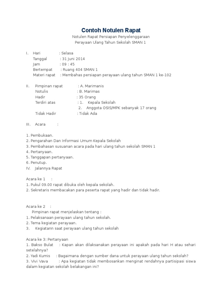 Detail Contoh Resume Rapat Nomer 10