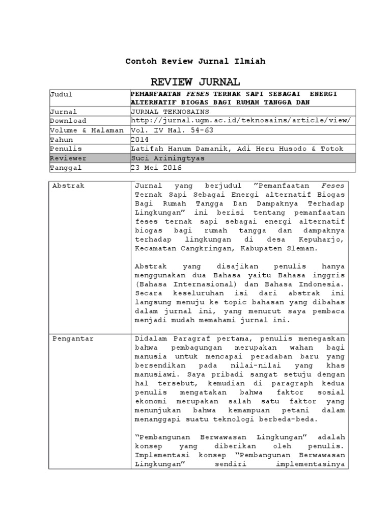 Detail Contoh Review Artikel Jurnal Nomer 11