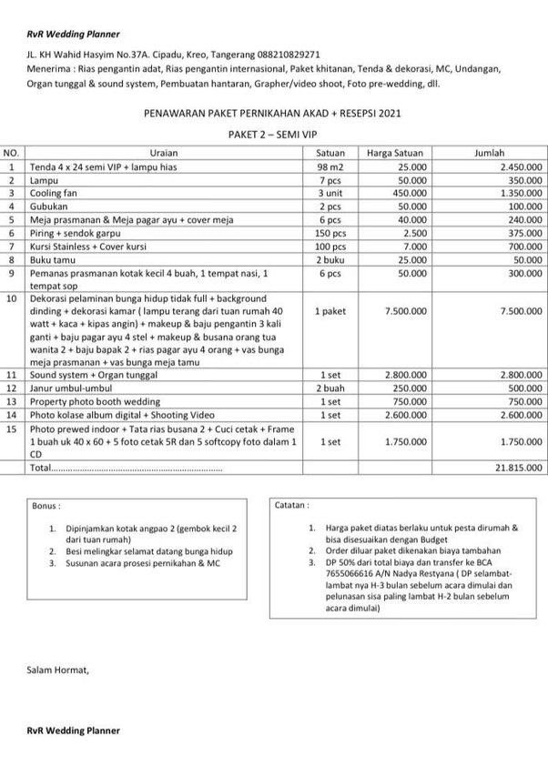 Detail Contoh Rincian Anggaran Biaya Pernikahan Excel Nomer 37