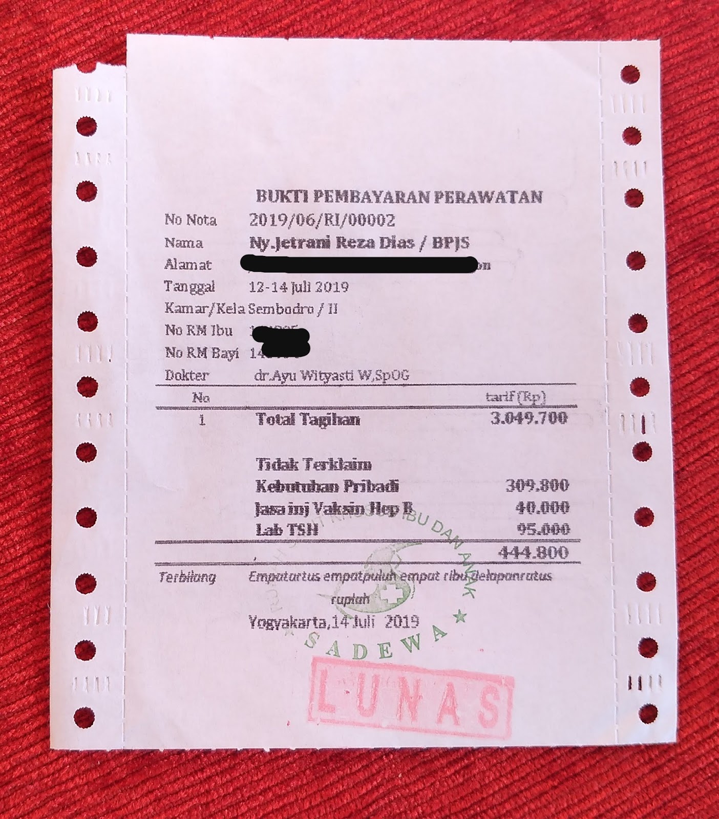 Detail Contoh Rincian Biaya Persalinan Normal Nomer 28