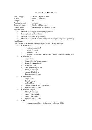 Detail Contoh Risalah Rapat Nomer 17