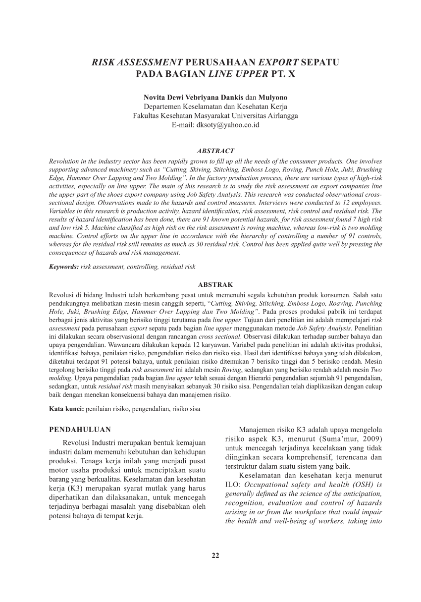 Detail Contoh Risk Assessment Nomer 46