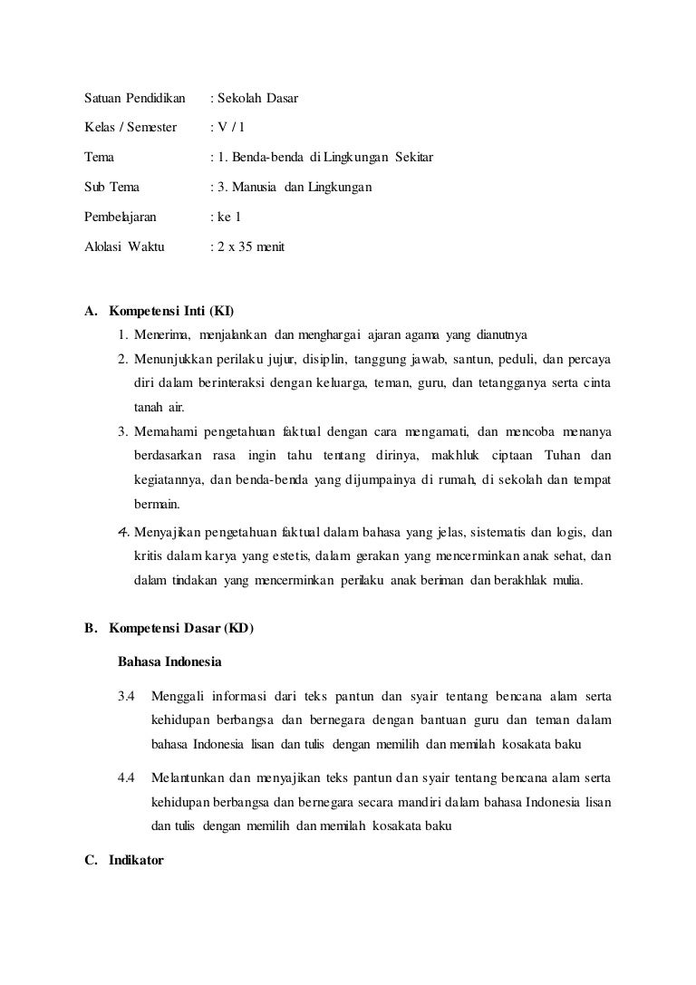 Detail Contoh Rpp Bahasa Indonesia Sd K13 Nomer 11