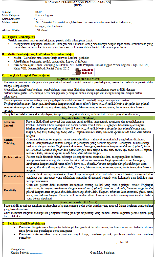 Detail Contoh Rpp Bahasa Inggris Nomer 17