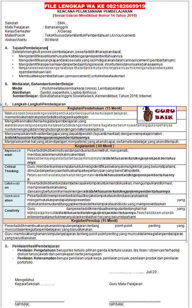 Detail Contoh Rpp Bahasa Inggris Sma Nomer 5