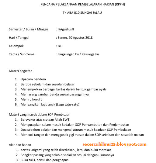 Detail Contoh Rpp Untuk Paud Nomer 17