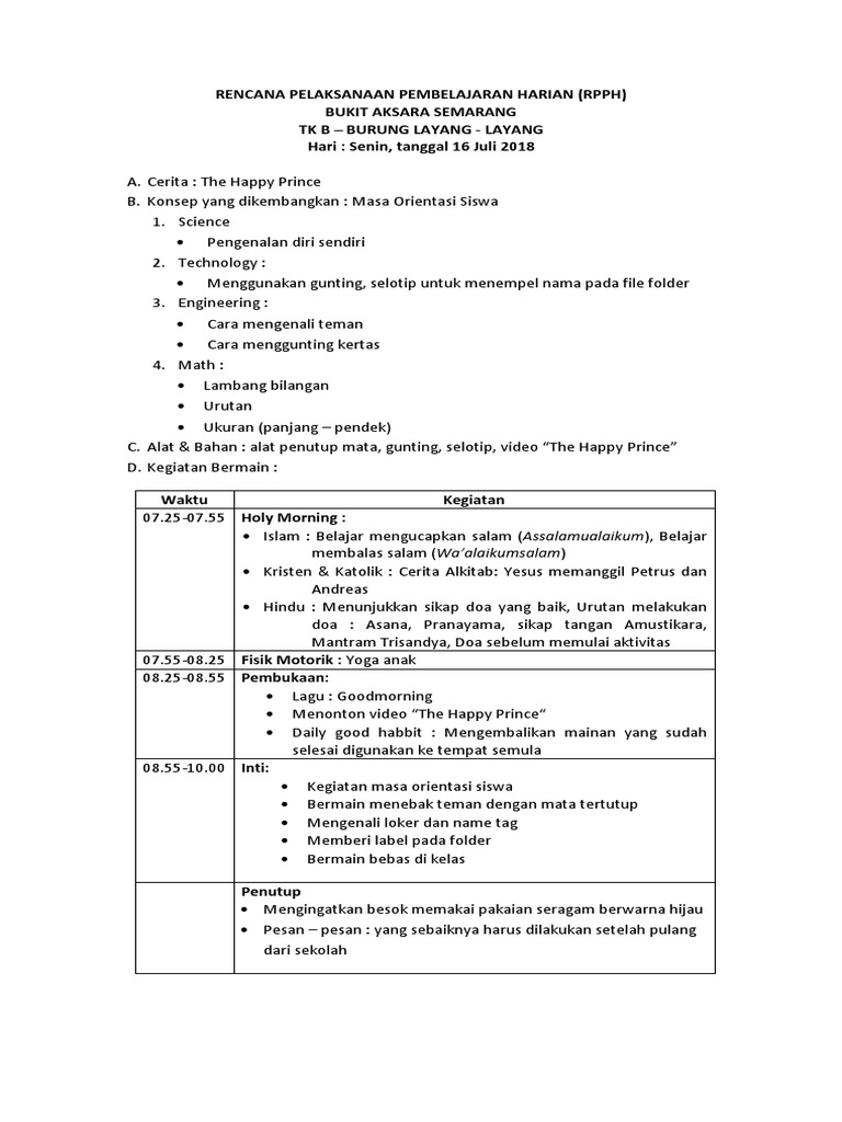 Detail Contoh Rpp Untuk Paud Nomer 20