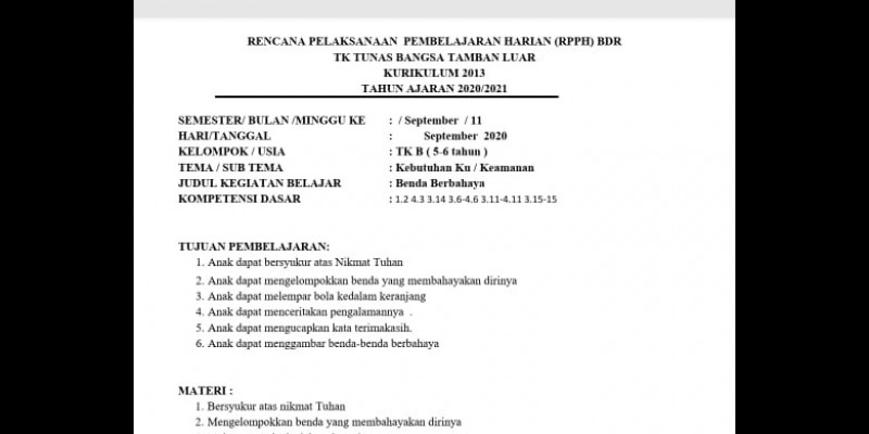 Detail Contoh Rpp Untuk Paud Nomer 22