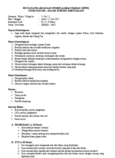 Detail Contoh Rpp Untuk Paud Nomer 5
