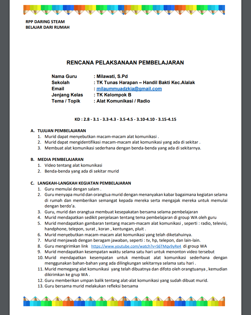 Detail Contoh Rpp Untuk Paud Nomer 7