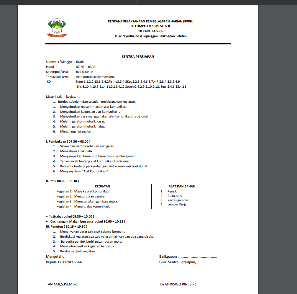 Detail Contoh Rpp Untuk Paud Nomer 9