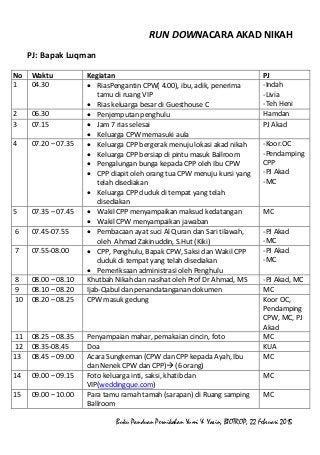 Contoh Rundown Acara Pernikahan - KibrisPDR