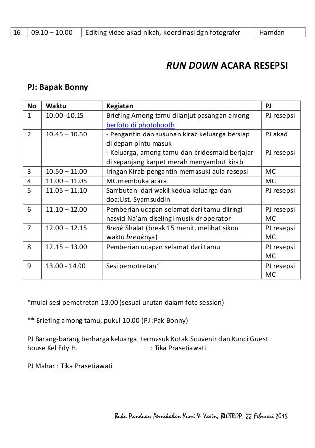 Detail Contoh Rundown Acara Pernikahan Nomer 12