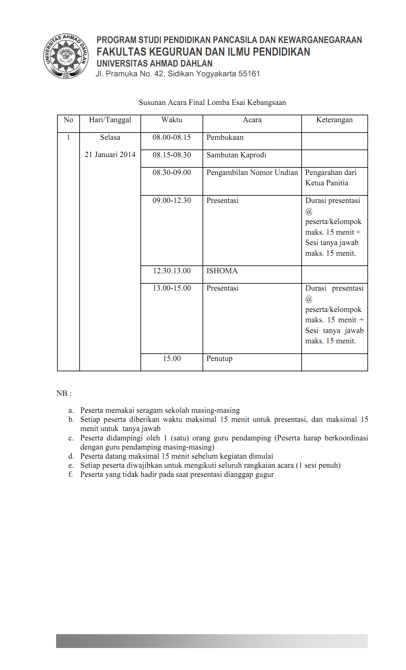 Detail Contoh Rundown Acara Seminar Nomer 43