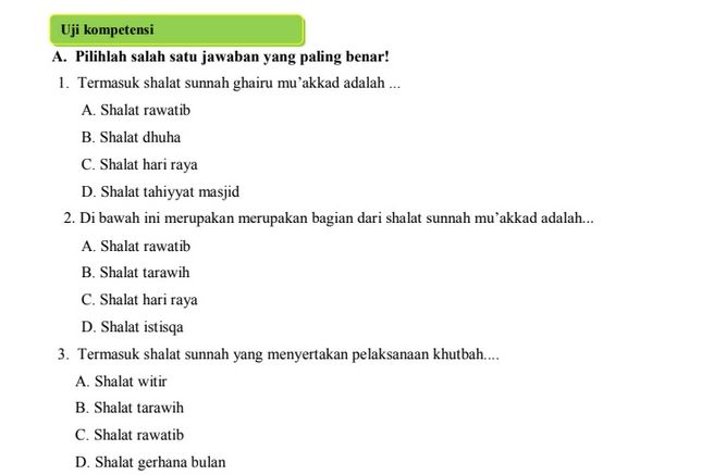 Detail Contoh Shalat Sunnah Ghairu Muakkad Nomer 10