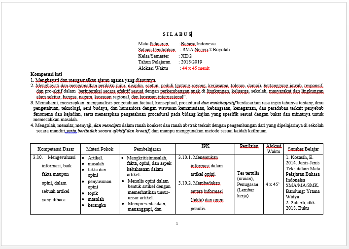 Detail Contoh Silabus Bahasa Indonesia Nomer 19