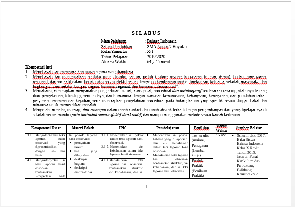 Detail Contoh Silabus Bahasa Indonesia Nomer 5