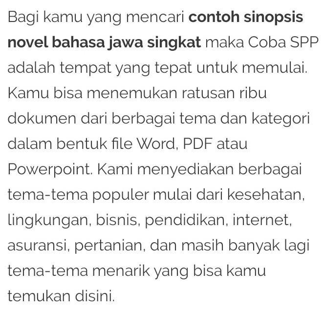 Detail Contoh Sinopsis Bahasa Jawa Nomer 26