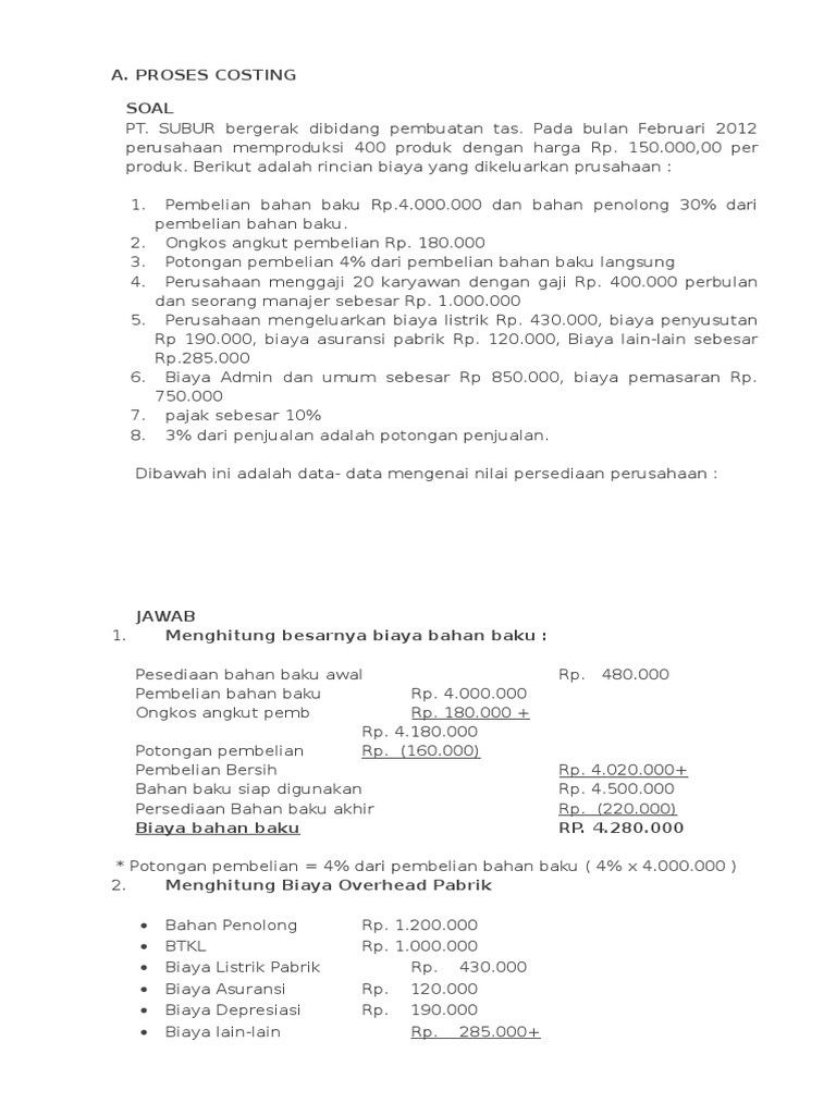 Detail Contoh Soal Akuntansi Biaya Nomer 2