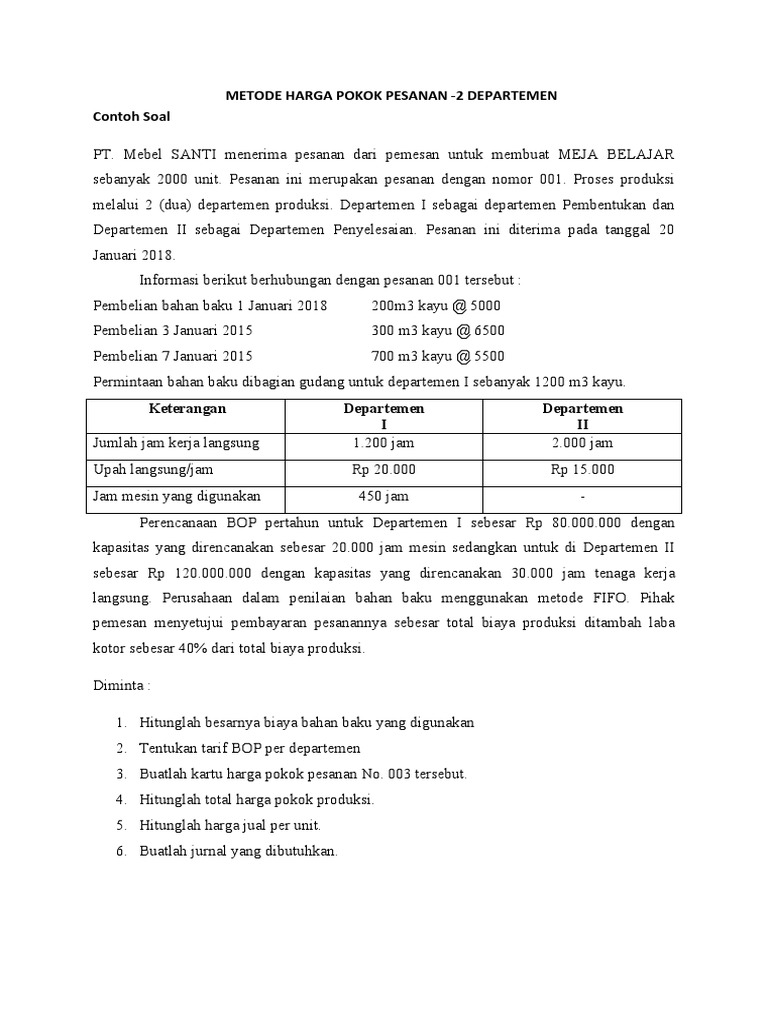 Detail Contoh Soal Akuntansi Biaya 2 Departemen Nomer 43