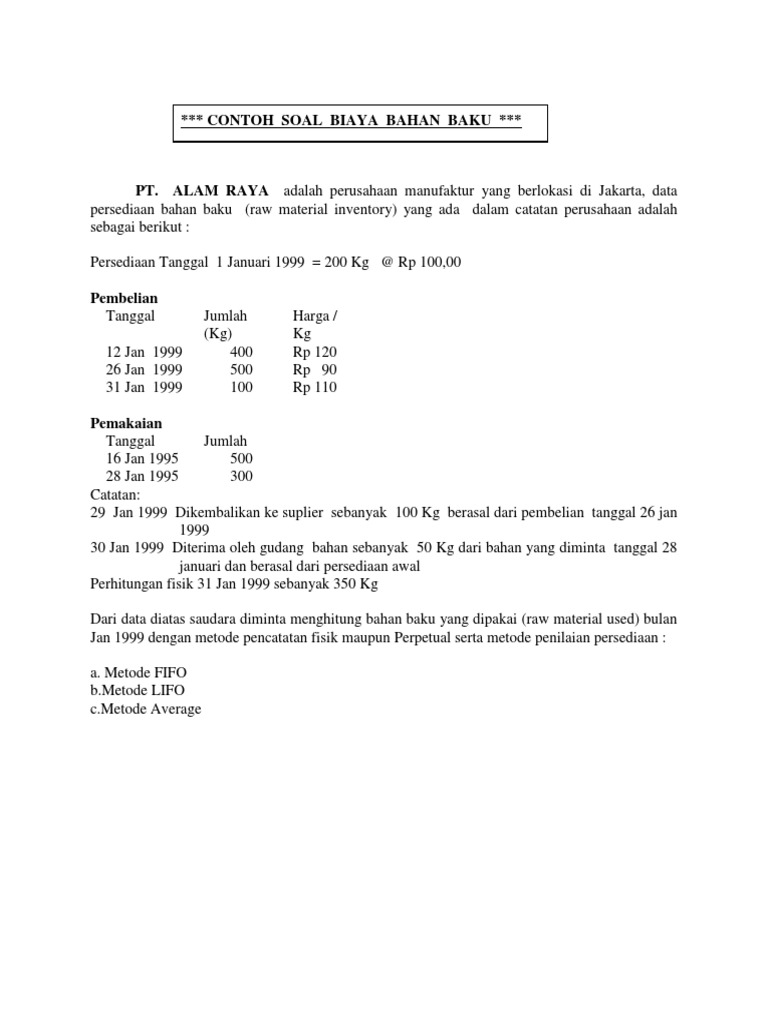 Detail Contoh Soal Akuntansi Biaya Nomer 21