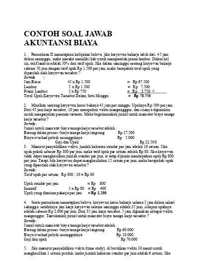 Detail Contoh Soal Akuntansi Biaya Nomer 51