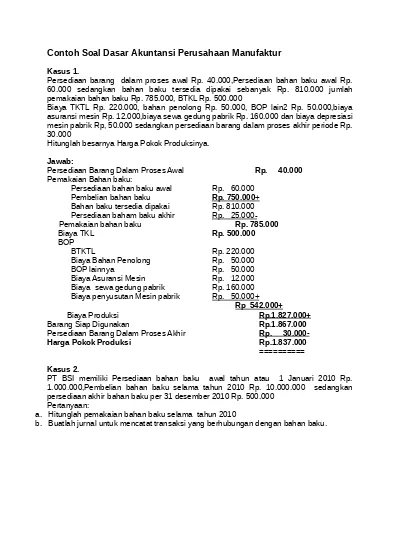 Detail Contoh Soal Akuntansi Biaya Dan Jawabannya Nomer 16