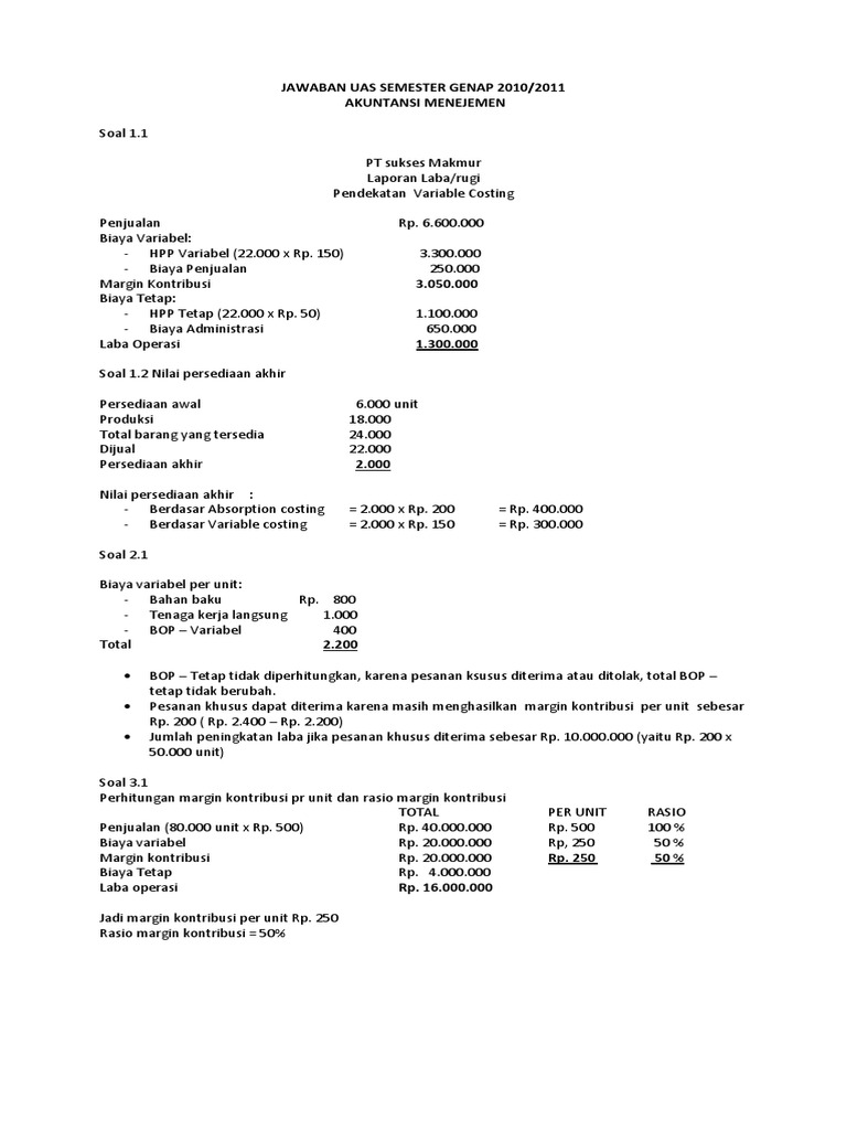 Detail Contoh Soal Akuntansi Biaya Dan Jawabannya Nomer 22